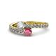 1 - Delise 5.00mm Round Diamond and Rhodolite Garnet with Side Diamonds Bypass Ring 