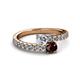 2 - Delise 5.00mm Round Diamond and Red Garnet with Side Diamonds Bypass Ring 