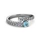 2 - Delise 5.00mm Round Diamond and Aquamarine with Side Diamonds Bypass Ring 