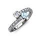 3 - Delise 5.00mm Round Diamond and Aquamarine with Side Diamonds Bypass Ring 