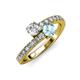 3 - Delise 5.00mm Round Diamond and Aquamarine with Side Diamonds Bypass Ring 