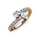 3 - Delise 5.00mm Round Diamond and Aquamarine with Side Diamonds Bypass Ring 