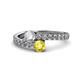 1 - Delise 5.00mm Round Diamond and Yellow Sapphire with Side Diamonds Bypass Ring 