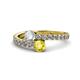 1 - Delise 5.00mm Round Diamond and Yellow Sapphire with Side Diamonds Bypass Ring 