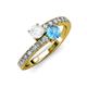 3 - Delise 5.00mm Round White Sapphire and Blue Topaz with Side Diamonds Bypass Ring 