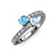 3 - Delise 5.00mm Round Blue Topaz and Aquamarine with Side Diamonds Bypass Ring 
