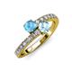 3 - Delise 5.00mm Round Blue Topaz and Aquamarine with Side Diamonds Bypass Ring 