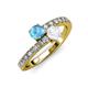 3 - Delise 5.00mm Round Blue Topaz and White Sapphire with Side Diamonds Bypass Ring 
