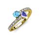 3 - Delise 5.00mm Round Blue Topaz and Tanzanite with Side Diamonds Bypass Ring 