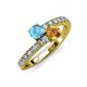 3 - Delise 5.00mm Round Blue Topaz and Citrine with Side Diamonds Bypass Ring 