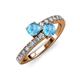 3 - Delise 5.00mm Round Blue Topaz with Side Diamonds Bypass Ring 