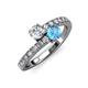 3 - Delise 5.00mm Round Diamond and Blue Topaz with Side Diamonds Bypass Ring 