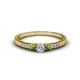1 - Tresu Diamond and Green Garnet Three Stone Engagement Ring 