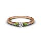 1 - Tresu Diamond and Green Garnet Three Stone Engagement Ring 