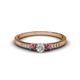 1 - Tresu Diamond and Rhodolite Garnet Three Stone Engagement Ring 