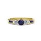 4 - Jamille Blue Sapphire and Diamond Three Stone with Side Blue Sapphire Ring 