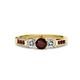 4 - Jamille Red Garnet and Diamond Three Stone with Side Red Garnet Ring 