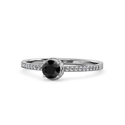 Irene Black and White Diamond Halo Engagement Ring Black and White Diamond Womens Halo Engagement Ring ctw K White Gold