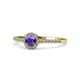 1 - Cyra Iolite and Diamond Halo Engagement Ring 