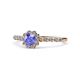 1 - Fiore Tanzanite and Diamond Halo Engagement Ring 