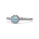 1 - Fiore Aquamarine and Diamond Halo Engagement Ring 