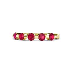 Keva Ruby Stone Wedding Band Round Ruby ctw Stone Bar Set Womens Wedding Band Stackable K Yellow Gold