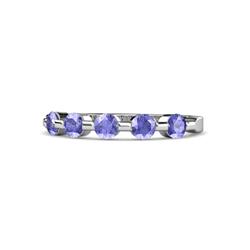 Keva Tanzanite Stone Wedding Band Round Tanzanite ctw Stone Bar Set Womens Wedding Band Stackable K White Gold