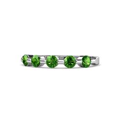 Keva Green Garnet Stone Wedding Band Round Green Garnet ctw Stone Bar Set Womens Wedding Band Stackable K White Gold