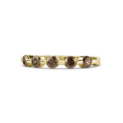 Keva Smoky Quartz Stone Wedding Band Round Smoky Quartz ctw Stone Bar Set Womens Wedding Band Stackable K Yellow Gold