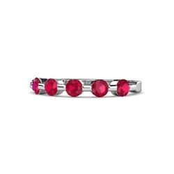 Keva Ruby Stone Wedding Band Round Ruby ctw Stone Bar Set Womens Wedding Band Stackable K White Gold
