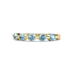 Keva Aquamarine Stone Wedding Band Round Aquamarine ctw Stone Bar Set Womens Wedding Band Stackable K Yellow Gold