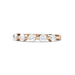 Keva White Sapphire Stone Wedding Band Round White Sapphire ctw Stone Bar Set Womens Wedding Band Stackable K Rose Gold