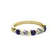 2 - Keva 3.40 mm Blue Sapphire and Diamond 5 Stone Wedding Band 