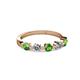 2 - Keva 3.40 mm Green Garnet and Diamond 5 Stone Wedding Band 