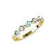 3 - Keva 3.40 mm Aquamarine and Diamond 5 Stone Wedding Band 