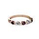 2 - Keva 3.40 mm Red Garnet and Diamond 5 Stone Wedding Band 