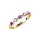 3 - Keva 3.40 mm Amethyst and Diamond 5 Stone Wedding Band 