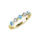 3 - Keva 3.40 mm Blue Topaz and Diamond 5 Stone Wedding Band 