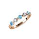 3 - Keva 3.40 mm Blue Topaz and Diamond 5 Stone Wedding Band 