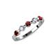 3 - Keva 3.40 mm Red Garnet and Diamond 5 Stone Wedding Band 