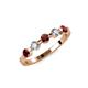 3 - Keva 3.40 mm Red Garnet and Diamond 5 Stone Wedding Band 