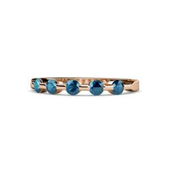 Keva Blue Diamond Stone Wedding Band Round Blue Diamond ctw Stone Bar Set Womens Wedding Band Stackable K Rose Gold
