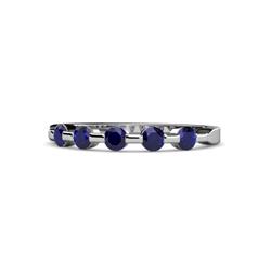 Keva Blue Sapphire Stone Wedding Band Round Blue Sapphire ctw Stone Bar Set Womens Wedding Band Stackable K White Gold
