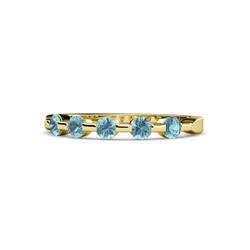 Keva Aquamarine Stone Wedding Band Round Aquamarine ctw Stone Bar Set Womens Wedding Band Stackable K Yellow Gold