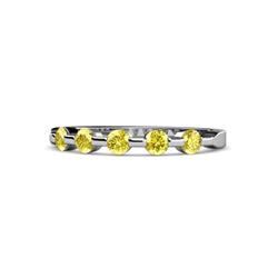 Keva Yellow Sapphire Stone Wedding Band Round Yellow Sapphire ctw Stone Bar Set Womens Wedding Band Stackable K White Gold