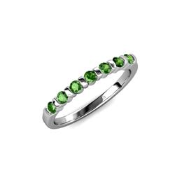 Macie Green Garnet Wedding Band Stone Green Garnet Wedding Band ctw in K White Gold