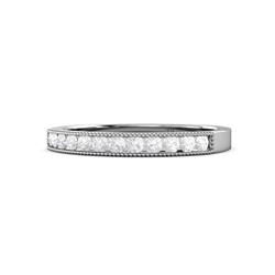 Ronia White Sapphire Stone Wedding Band White Sapphire Stone Channel Set Milgrain Womens Wedding Band Stackable ctw K White Gold