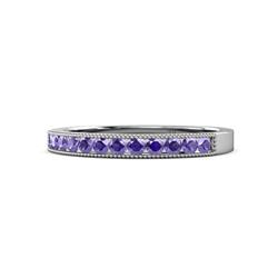 Ronia Iolite Stone Wedding Band Iolite Stone Channel Set Milgrain Womens Wedding Band Stackable ctw K White Gold
