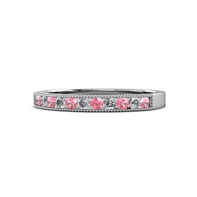Ronia Pink Tourmaline and Diamond Stone Wedding Band