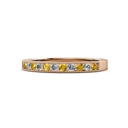 Ronia Citrine and Diamond Stone Wedding Band Citrine and Diamond Stone Channel Set Milgrain Womens Wedding Band Stackable ctw K Rose Gold
